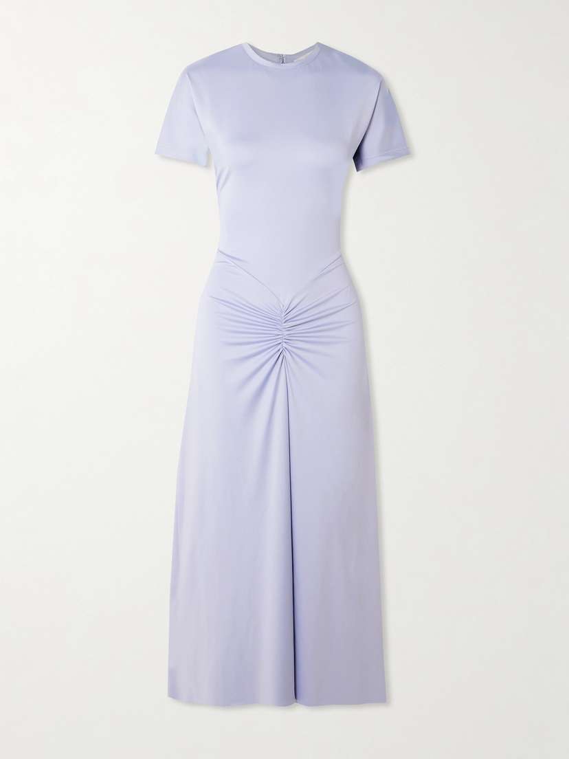 Victoria Beckham Gathered Satin-jersey Midi Dress