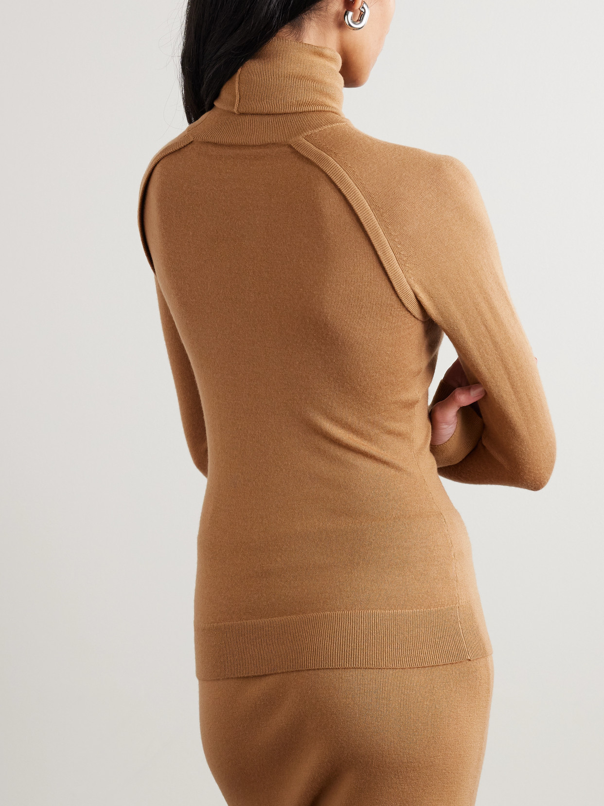 Layered Merino Wool Turtleneck Top