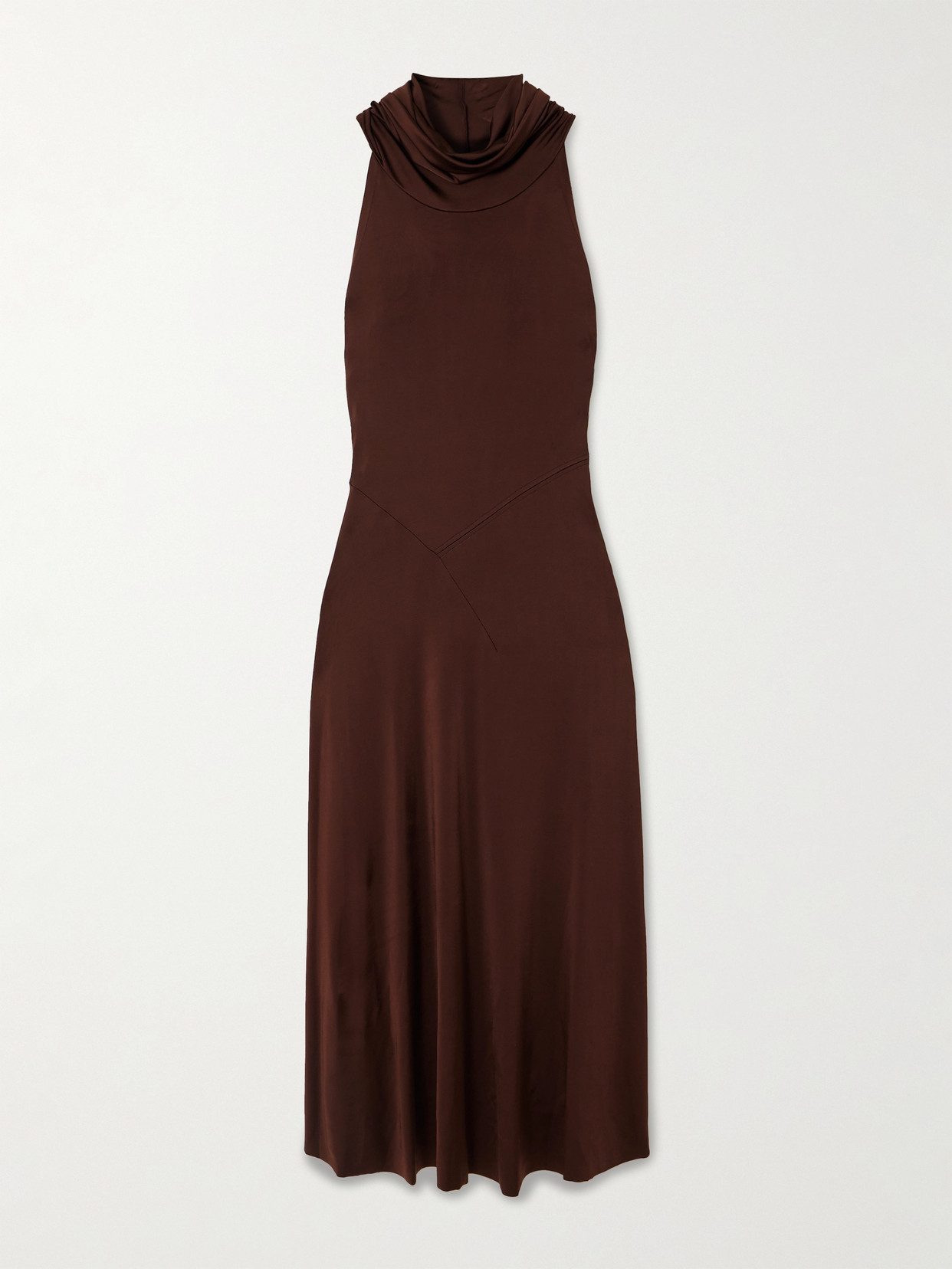 Victoria Beckham Hooded Stretch-jersey Midi Dress In Brown