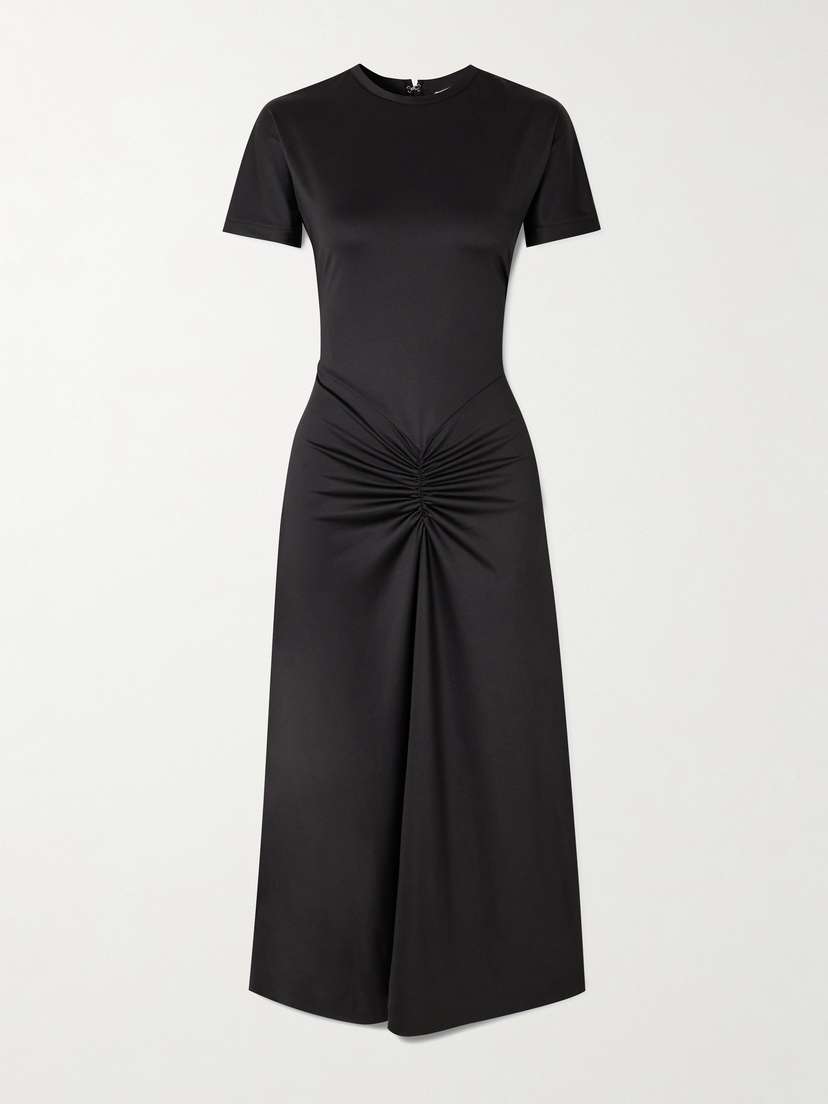 Victoria Beckham Gathered Satin-jersey Midi Dress