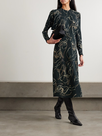 Victoria Beckham Paneled printed crepe midi dress