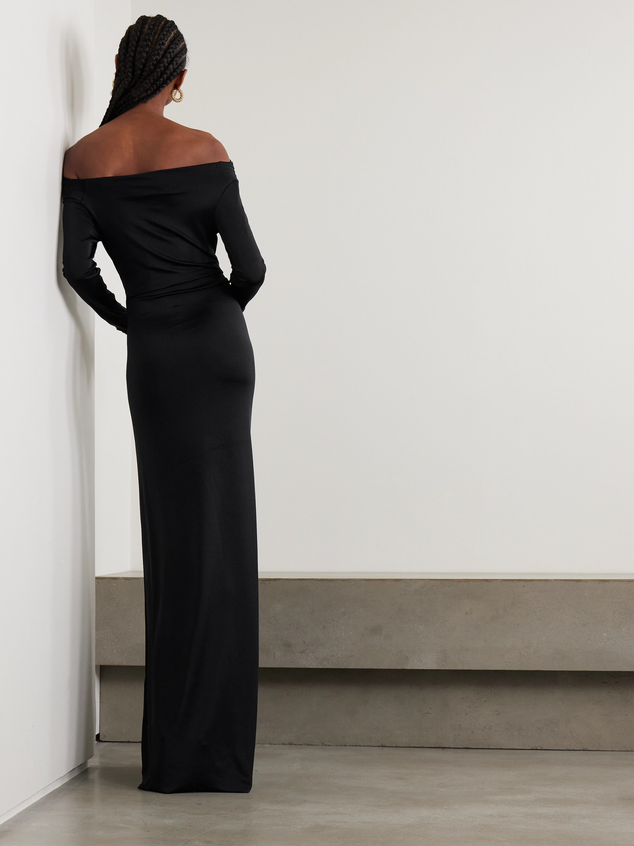 Victoria Beckham Off-the-shoulder Draped Satin Gown