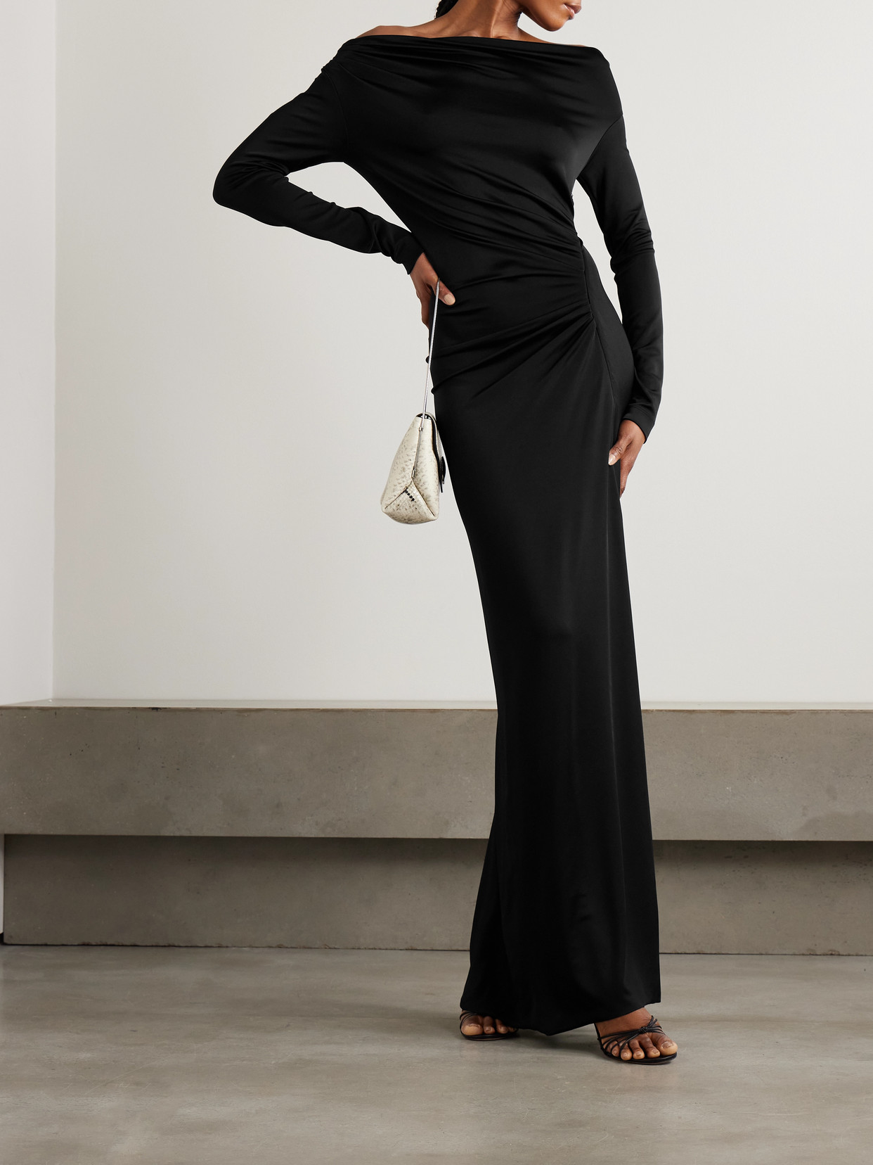 Victoria Beckham Off-the-shoulder Draped Satin Gown
