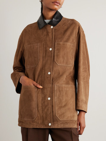 NOUR HAMMOUR Barn leather-trimmed suede jacket