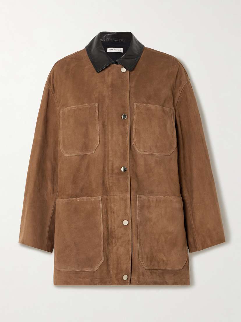 Nour Hammour Barn Leather-trimmed Suede Jacket