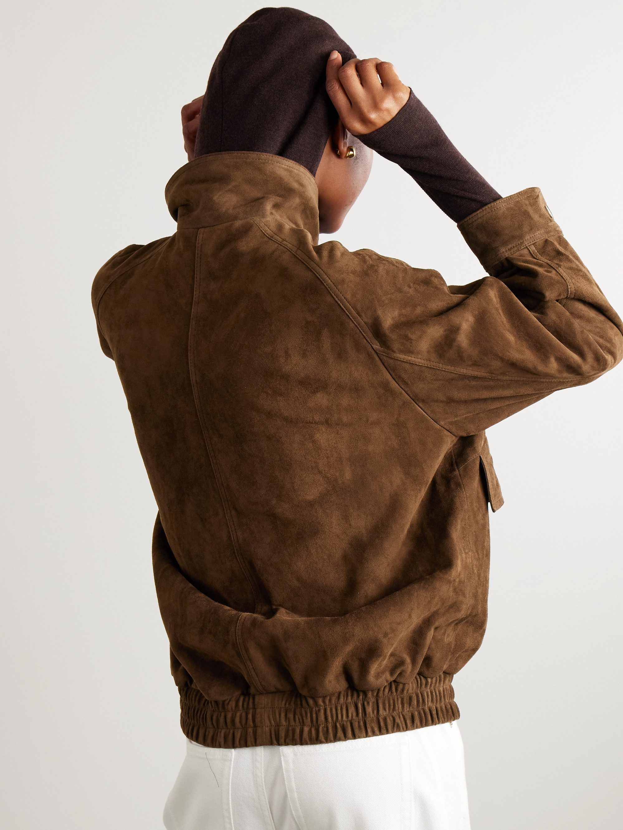 NOUR HAMMOUR Ariste oversized paneled suede jacket thumbnail