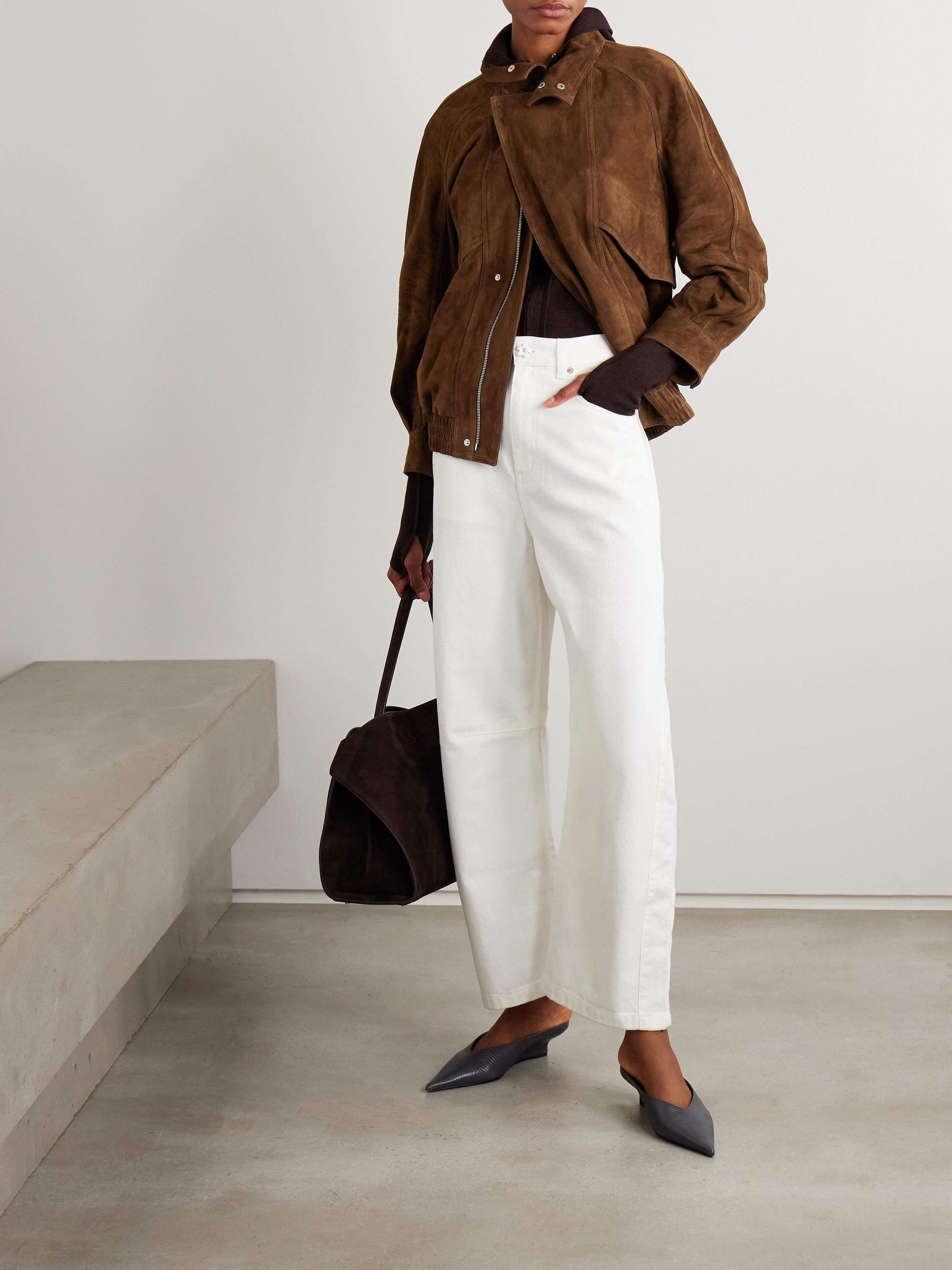 NOUR HAMMOUR Ariste oversized paneled suede jacket thumbnail