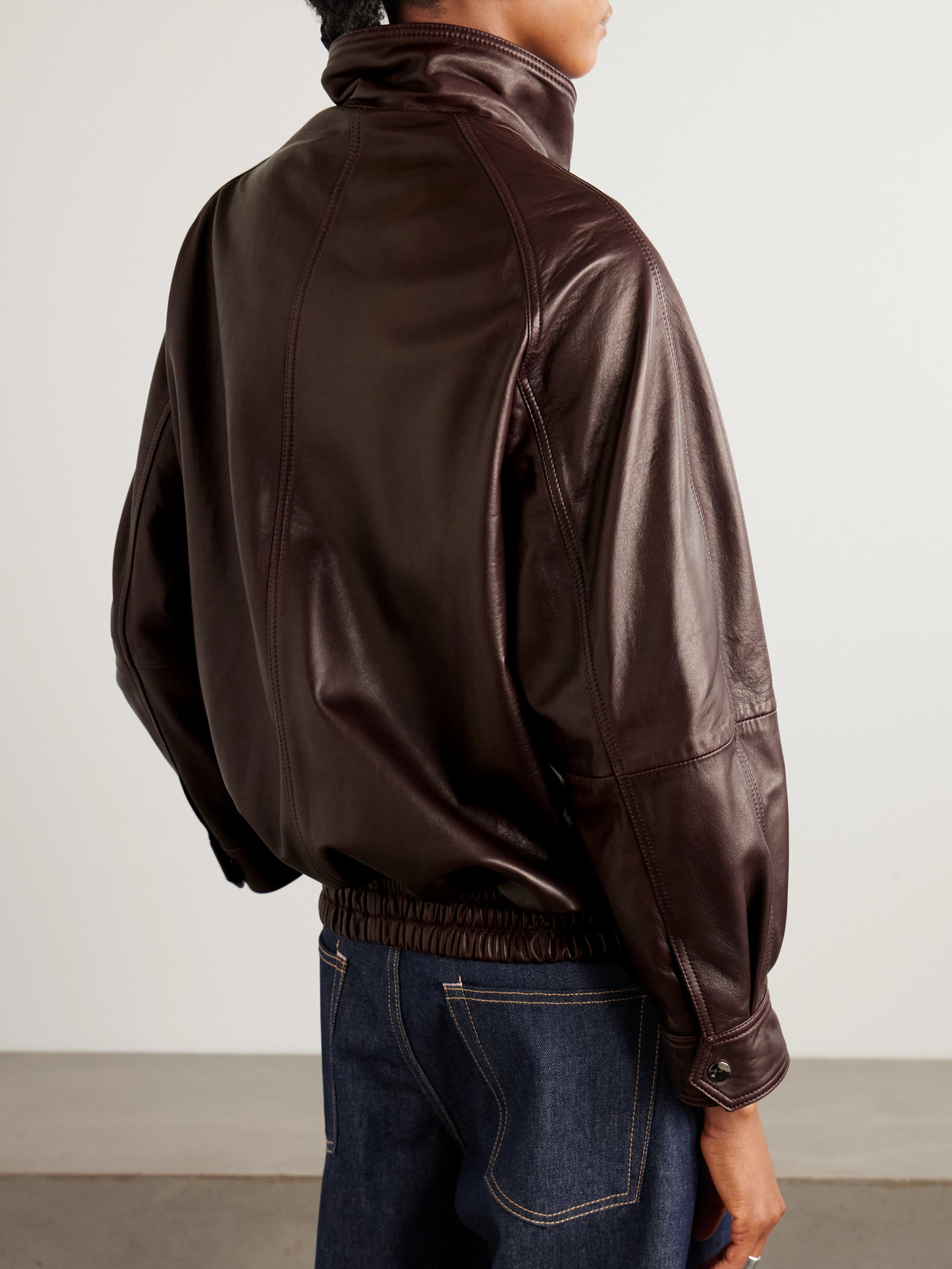Nour Hammour Ariste Oversized Paneled Leather Jacket