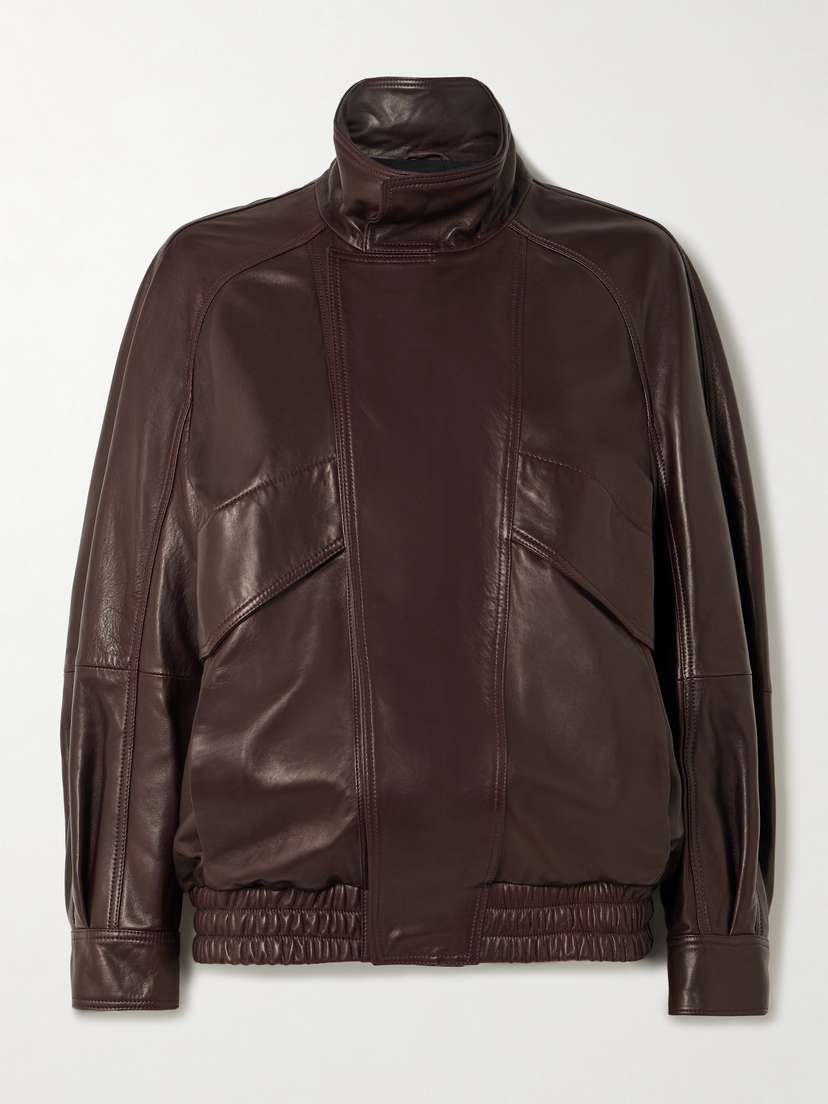 Nour Hammour Ariste Oversized Paneled Leather Jacket