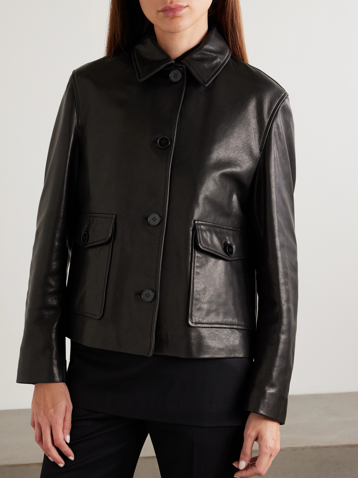 Nour Hammour Louise Leather Jacket In Black