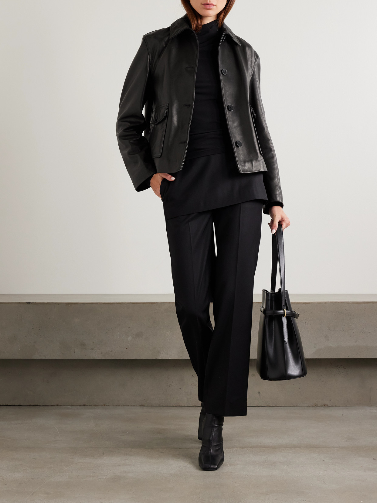 Nour Hammour Louise Leather Jacket In Black