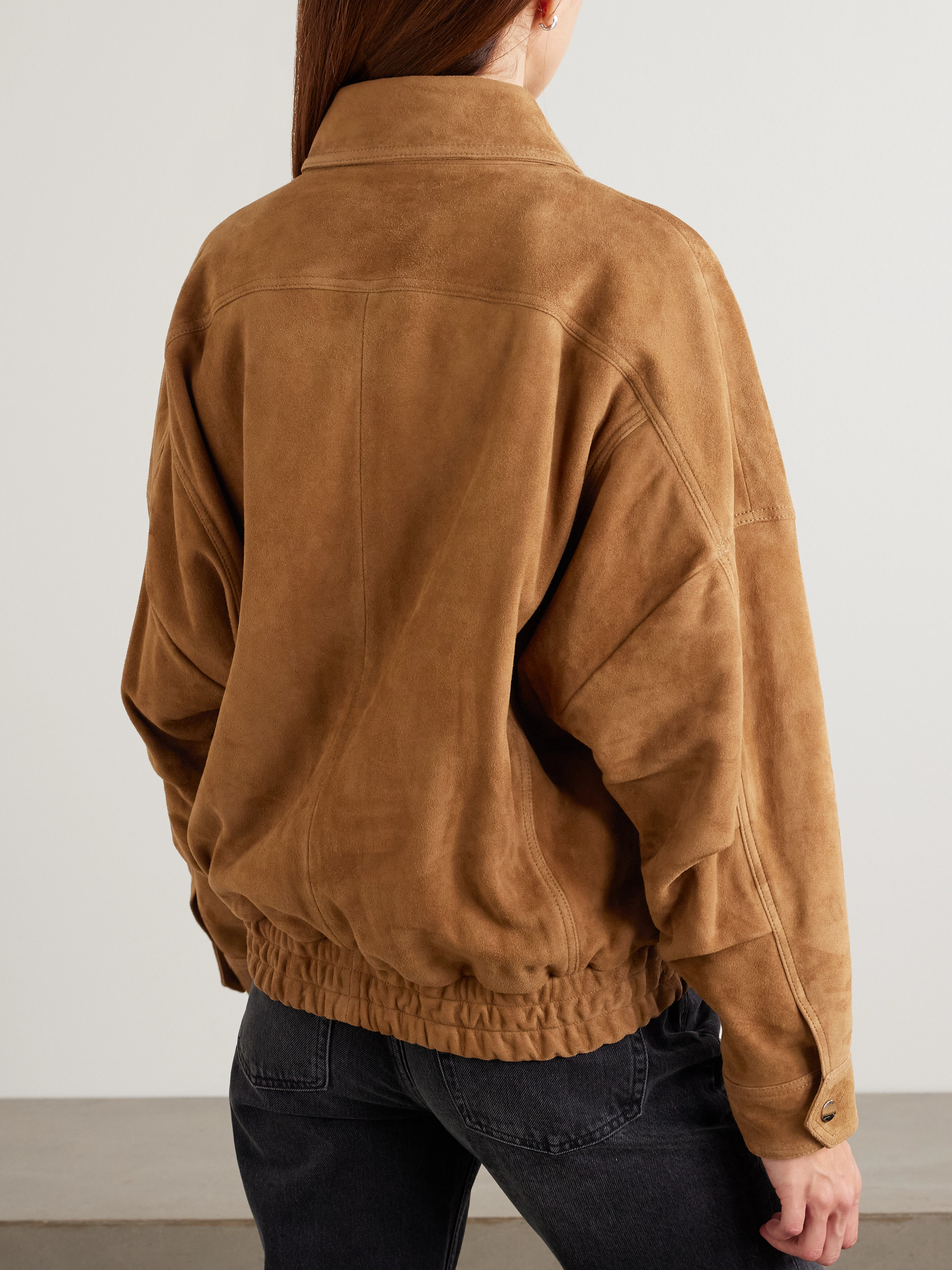 NOUR HAMMOUR Dalma suede bomber jacket thumbnail