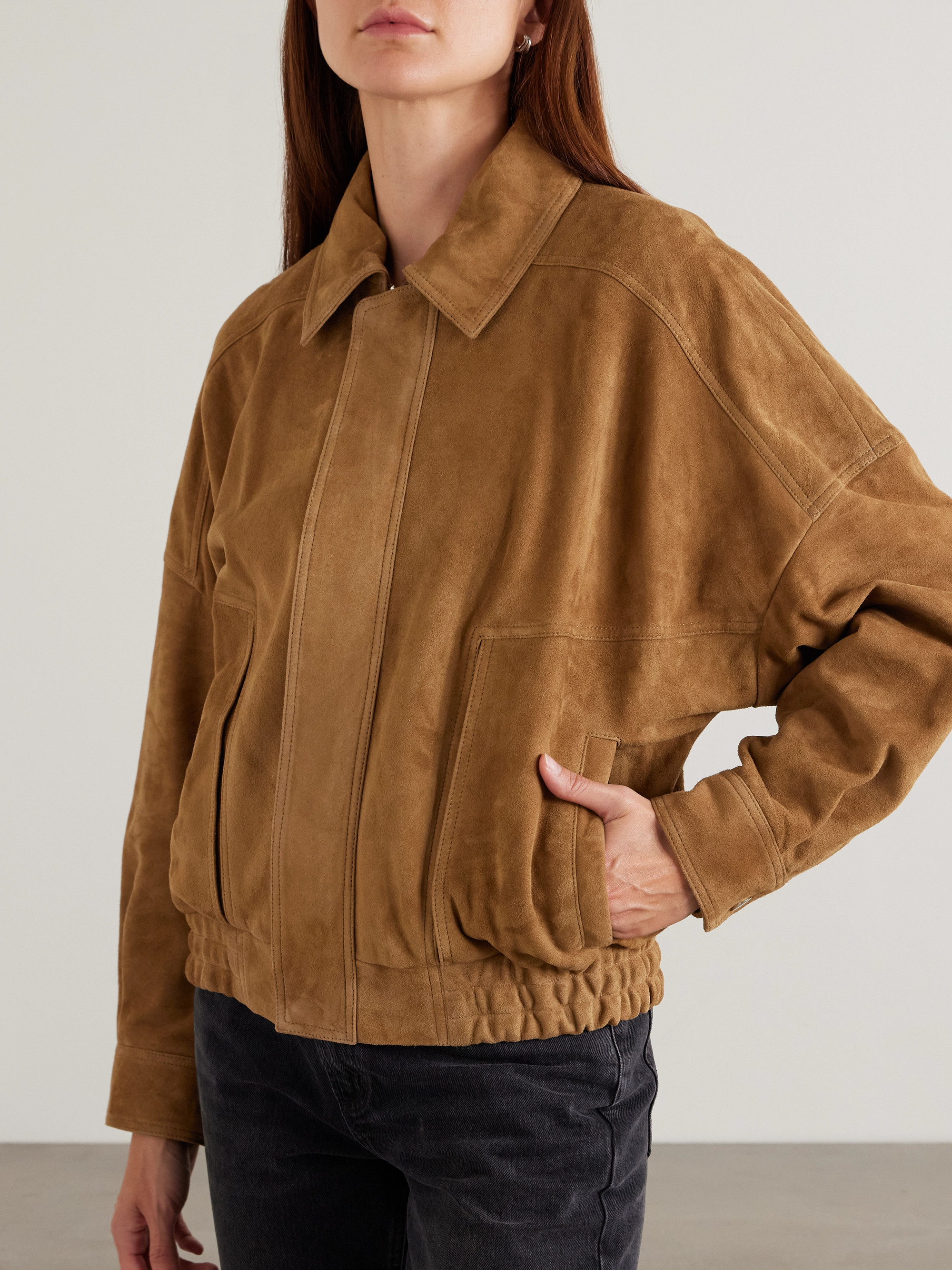 NOUR HAMMOUR Dalma suede bomber jacket