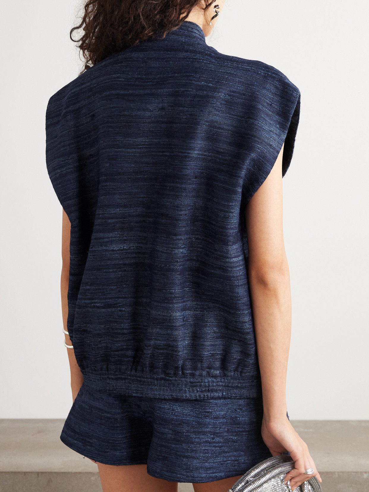 Violante Nessi Milly Silk-tweed Vest In Blue