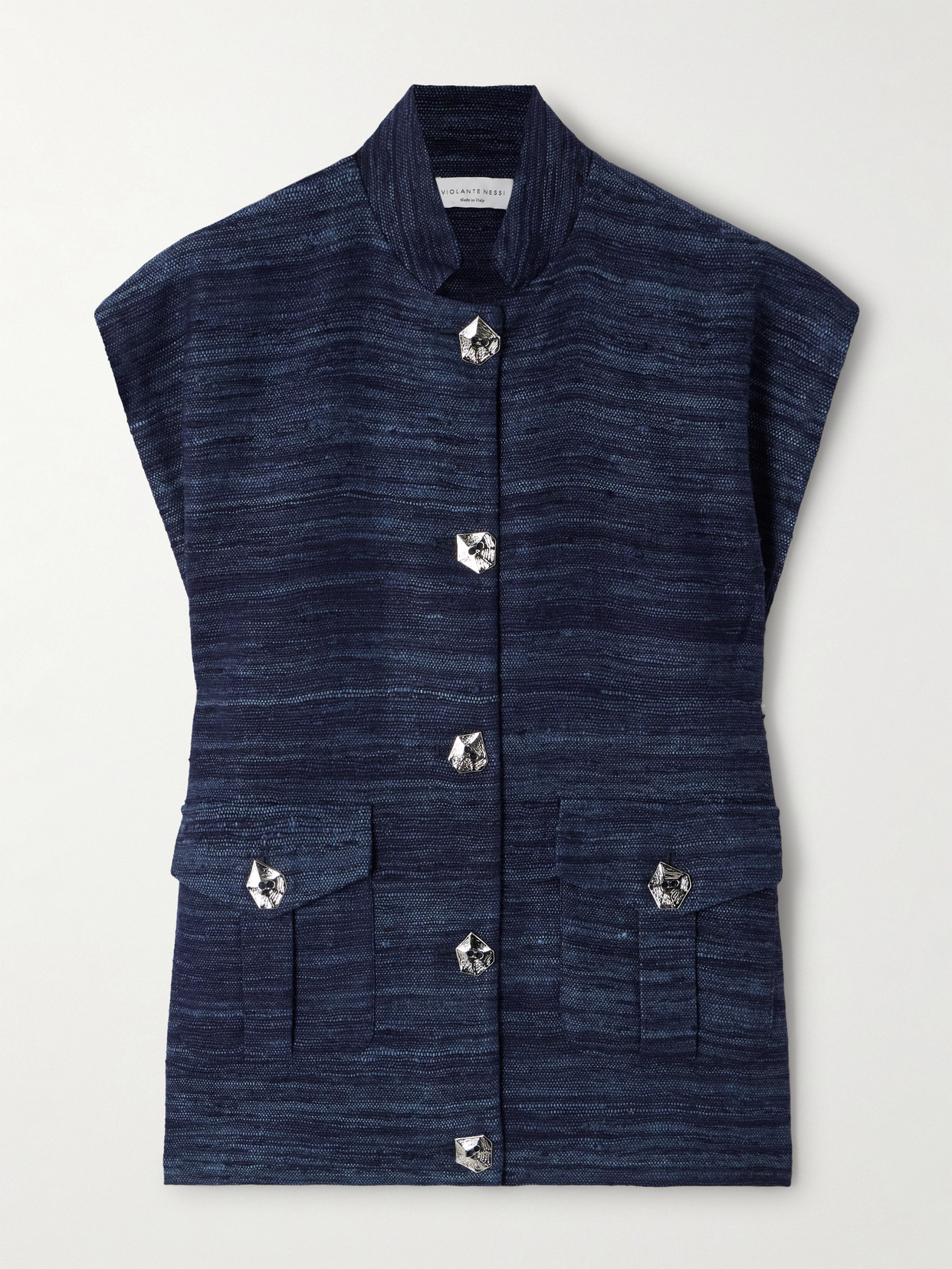 Violante Nessi Milly Silk-tweed Vest In Blue