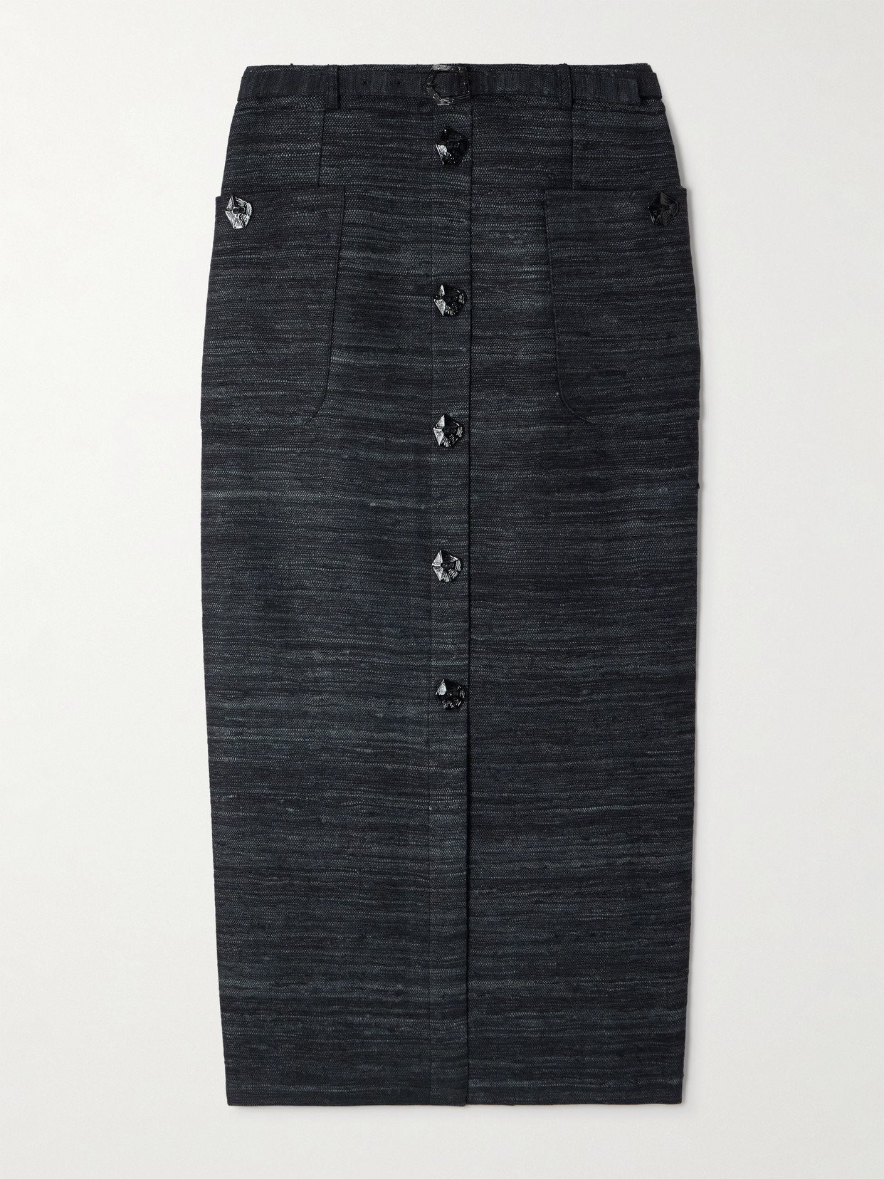 Violante Nessi Corot Silk-tweed Midi Skirt In Black