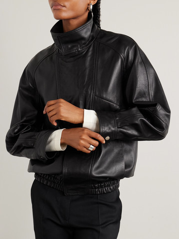 NOUR HAMMOUR Ariste oversized paneled leather jacket