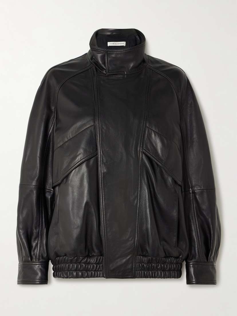 Nour Hammour Ariste Oversized Paneled Leather Jacket
