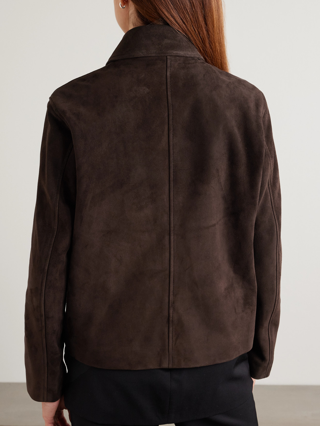 Nour Hammour Louise Suede Jacket In Brown