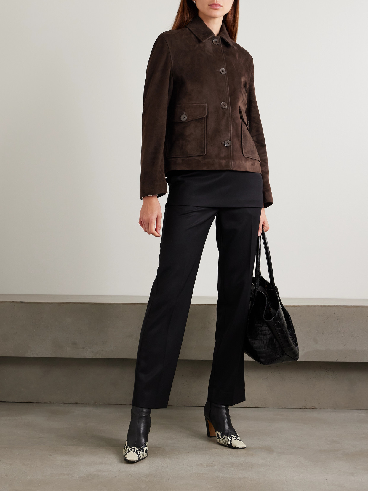 Nour Hammour Louise Suede Jacket In Brown