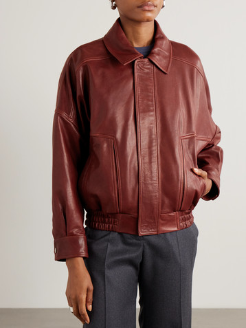 NOUR HAMMOUR Dalma paneled leather bomber jacket