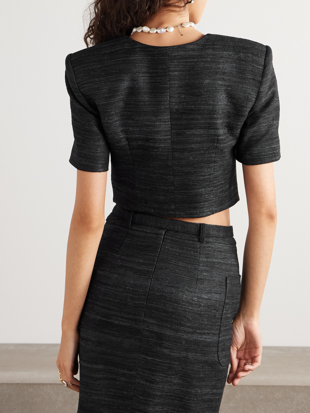 Vittoria Cropped Silk-Tweed Top