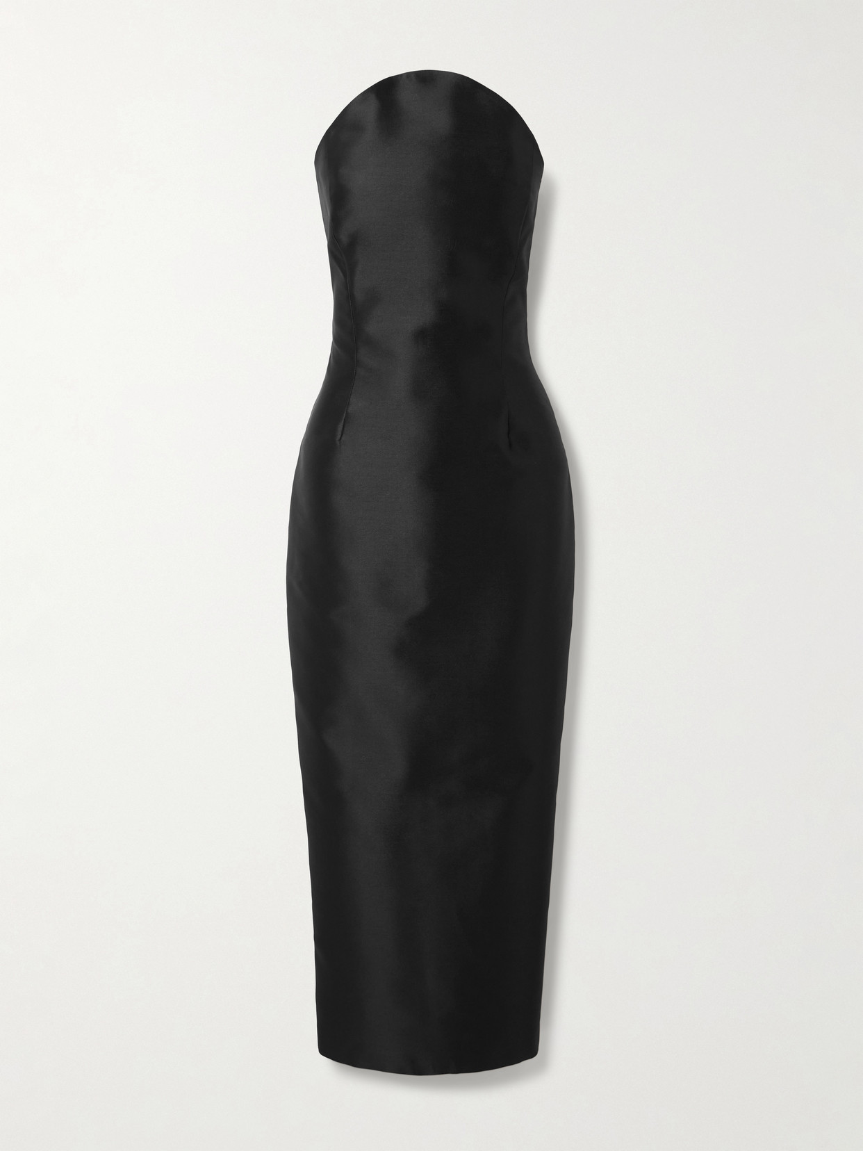 Violante Nessi Monica Strapless Satin Midi Dress In Black