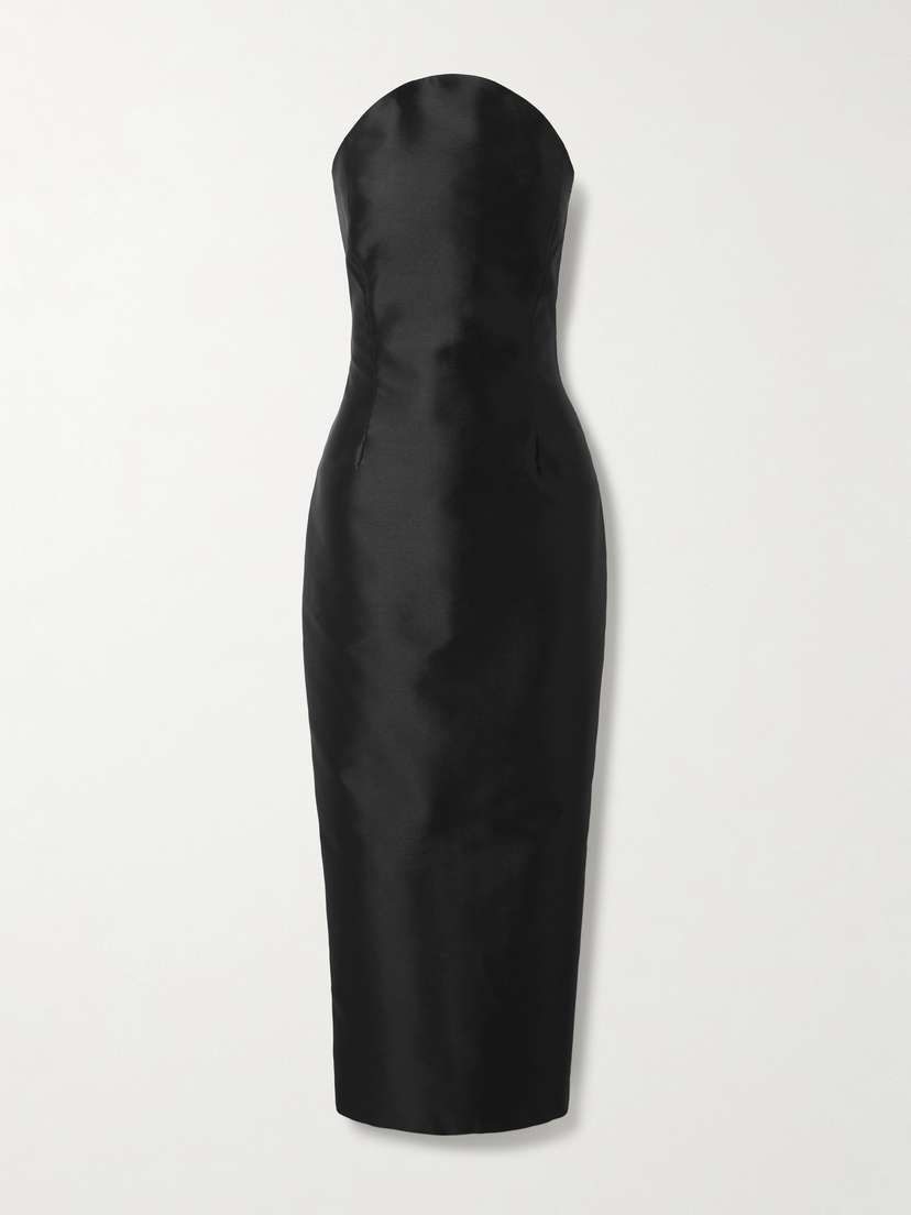 VIOLANTE NESSI Monica Strapless Satin Midi Dress