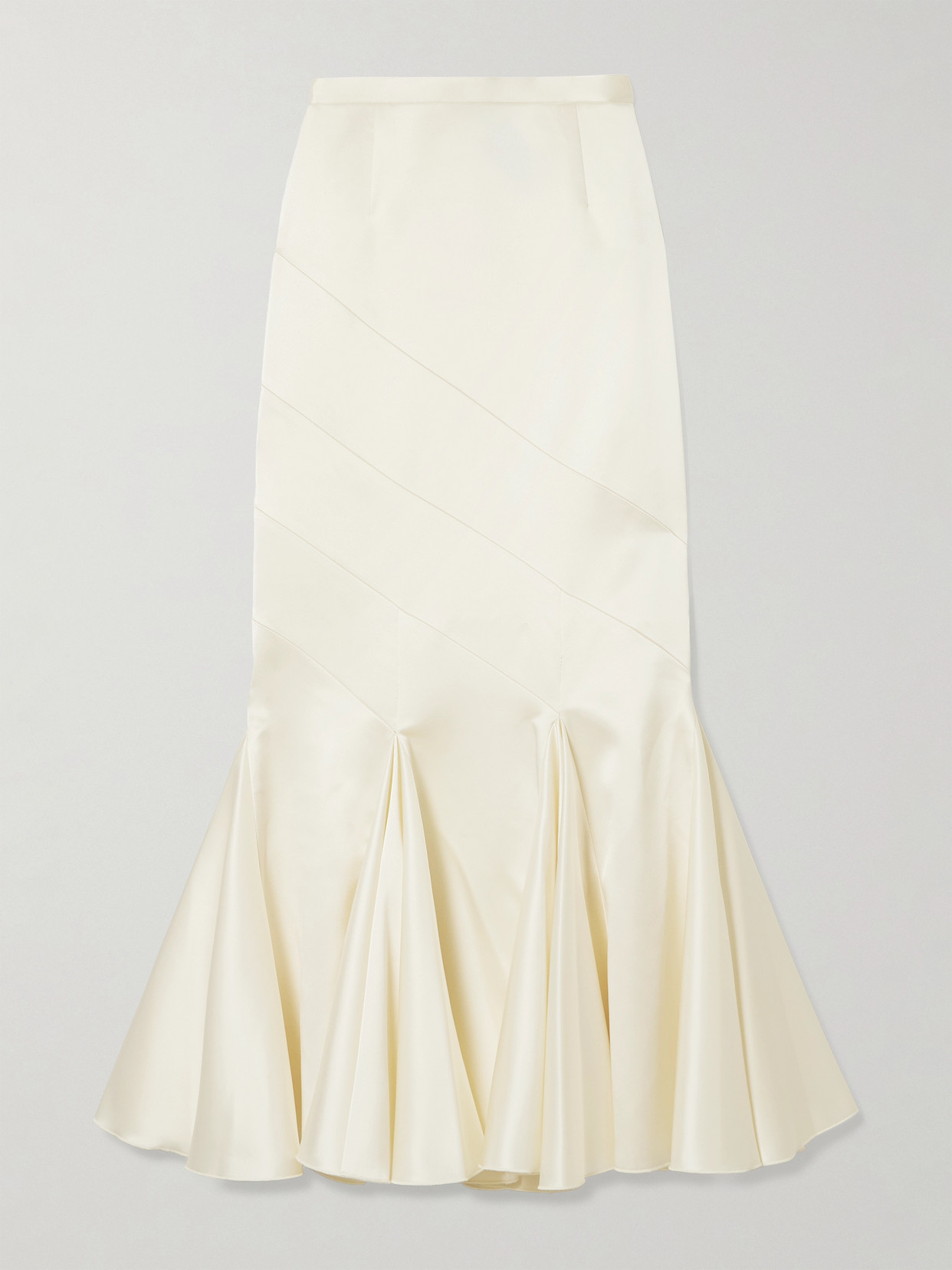 Violante Nessi Gentileschi Pleated Paneled Satin Maxi Skirt In White
