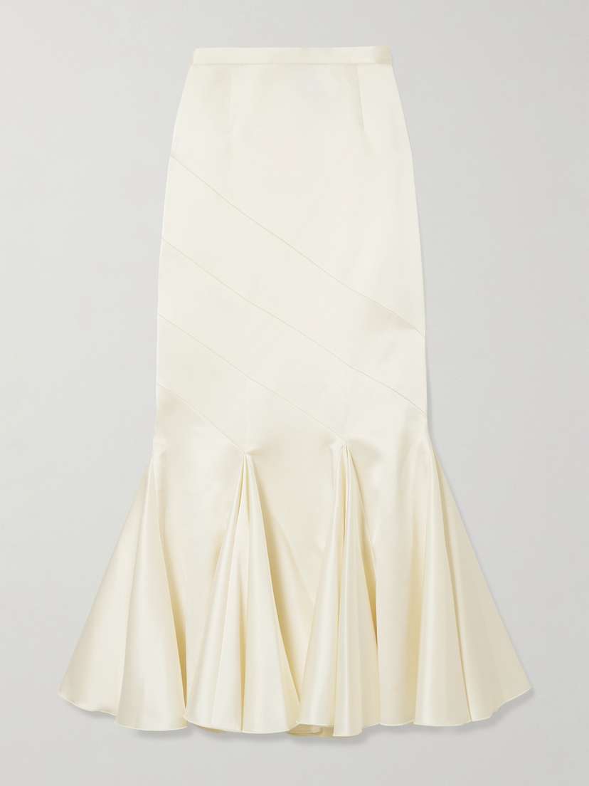 VIOLANTE NESSI Gentileschi Pleated Paneled Satin Maxi Skirt