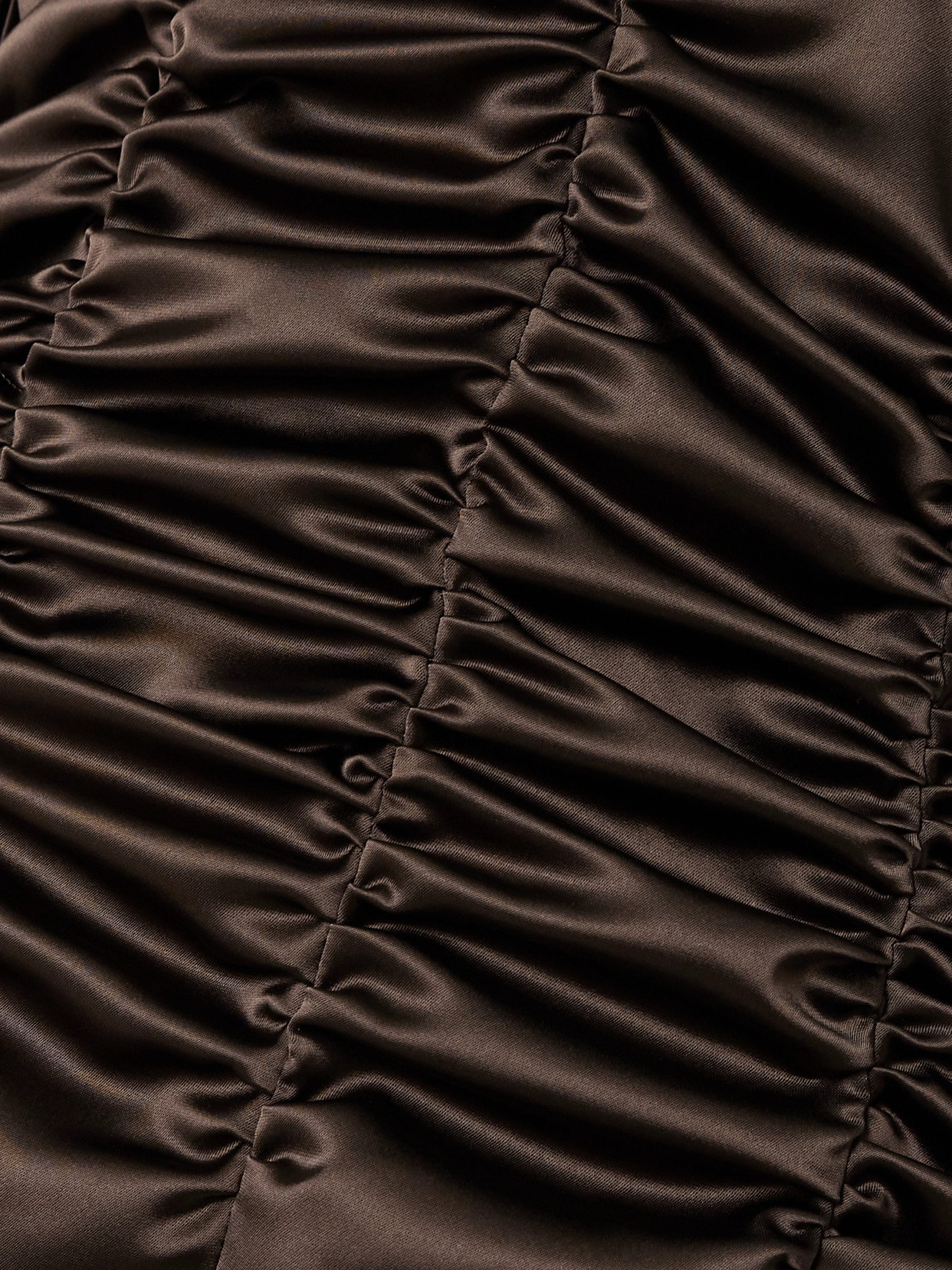 Violante Nessi Edgar Button-embellished Ruched Satin Gown In Brown