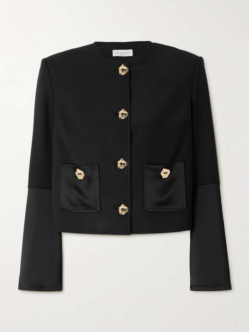 VIOLANTE NESSI Kelly Satin-paneled Wool-blend Crepe Jacket