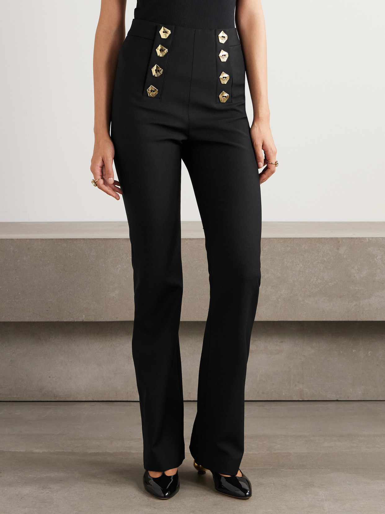 Violante Nessi Matisse Wool-blend Cady Flared Pants In Black