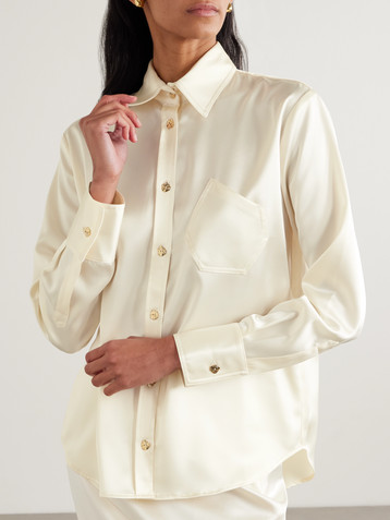 VIOLANTE NESSI Button-embellished satin shirt