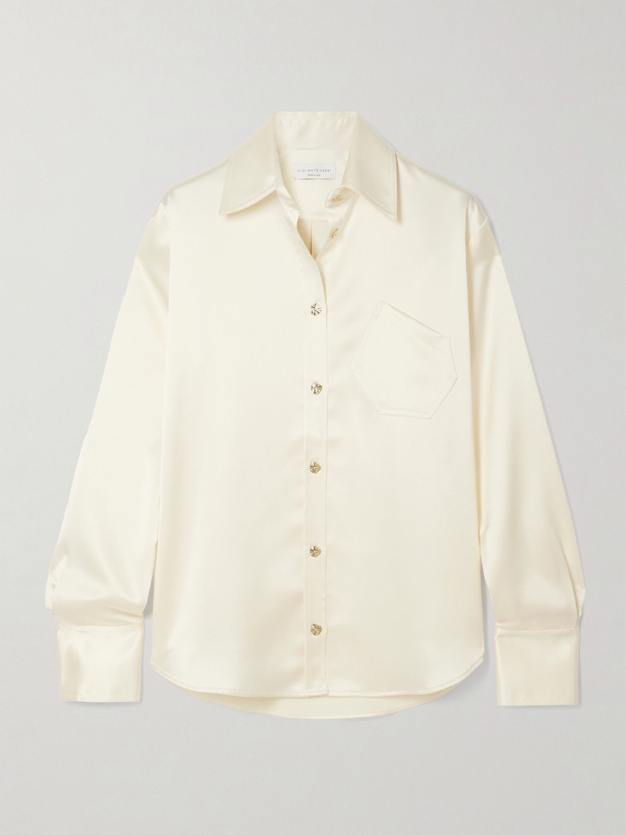 Violante Nessi Button-embellished Satin Shirt In White
