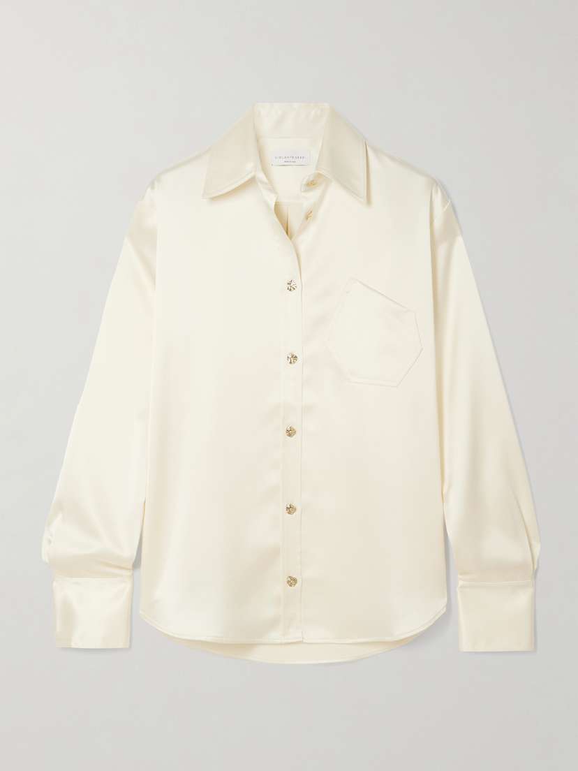 VIOLANTE NESSI Button-embellished Satin Shirt