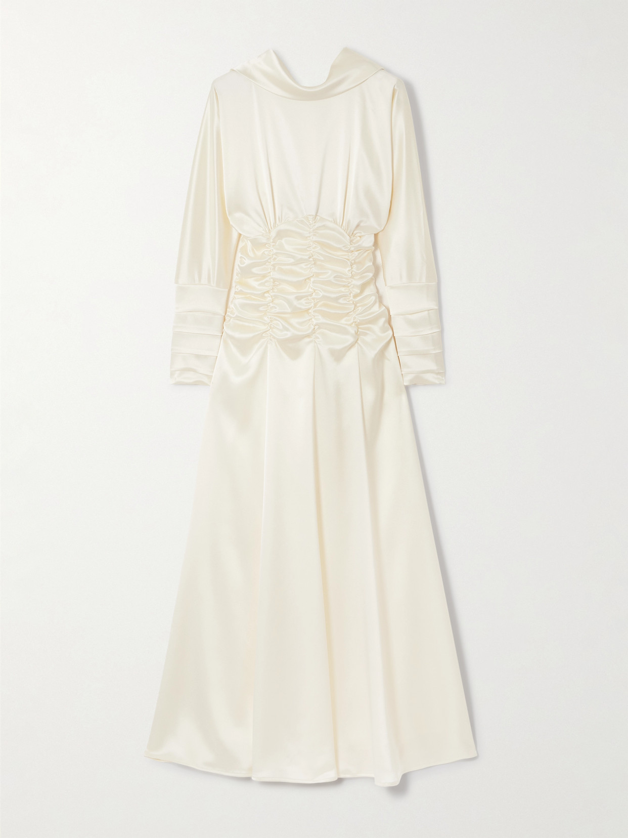 Violante Nessi Edgar Open-back Gathered Satin Gown In White