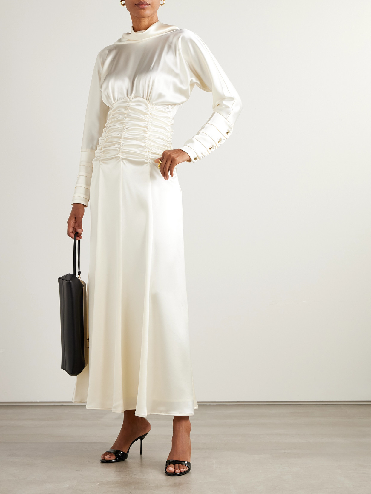 Violante Nessi Edgar Open-back Gathered Satin Gown In White