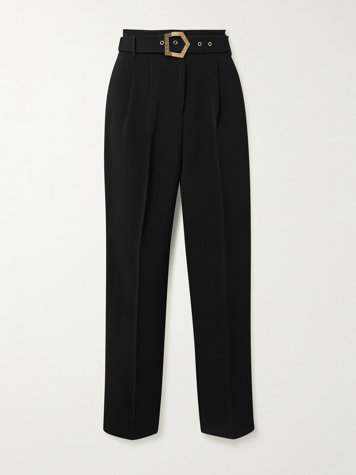 Violante Nessi Guttuso Belted Pleated Cady Straight-leg Pants In Black