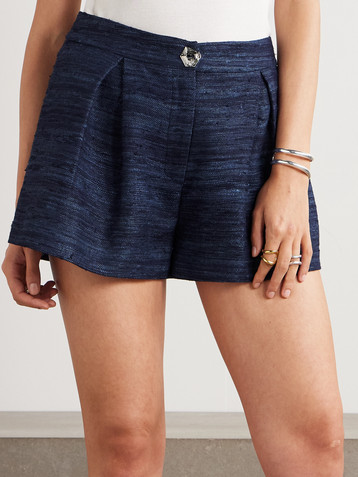 VIOLANTE NESSI Pasolini pleated silk-tweed shorts