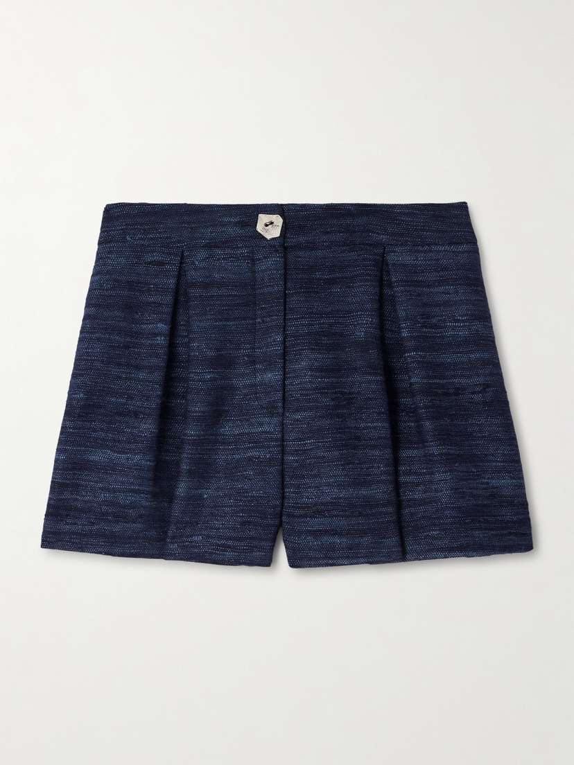 VIOLANTE NESSI Pasolini Pleated Silk-tweed Shorts