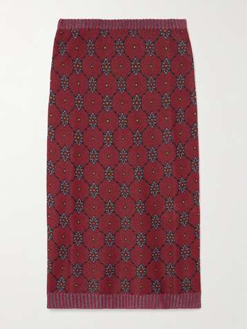ETRO Jacquard-knit midi skirt