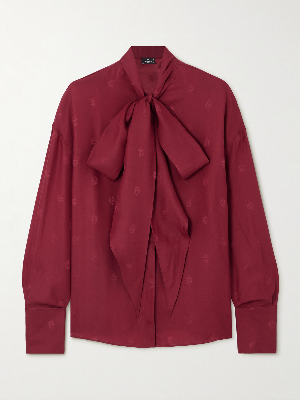 Etro Pussy-bow Silk-jacquard Blouse In Red