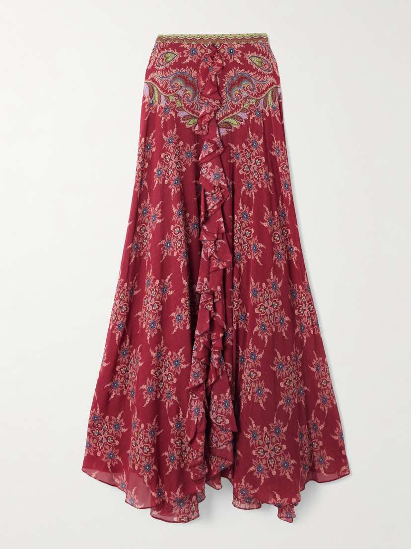 Etro Ruffled Paisley-print Crepon Maxi Skirt - Women's Clothing