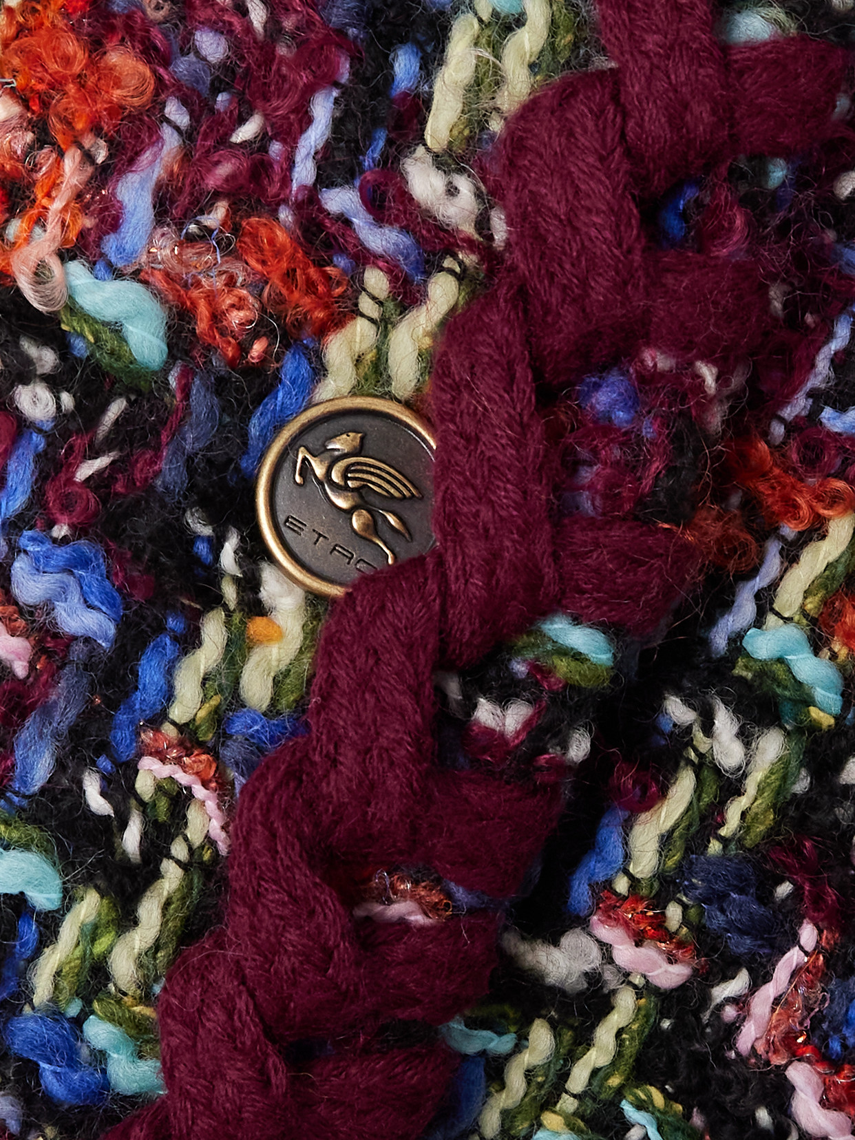 Etro Tweed Poncho In Burgundy