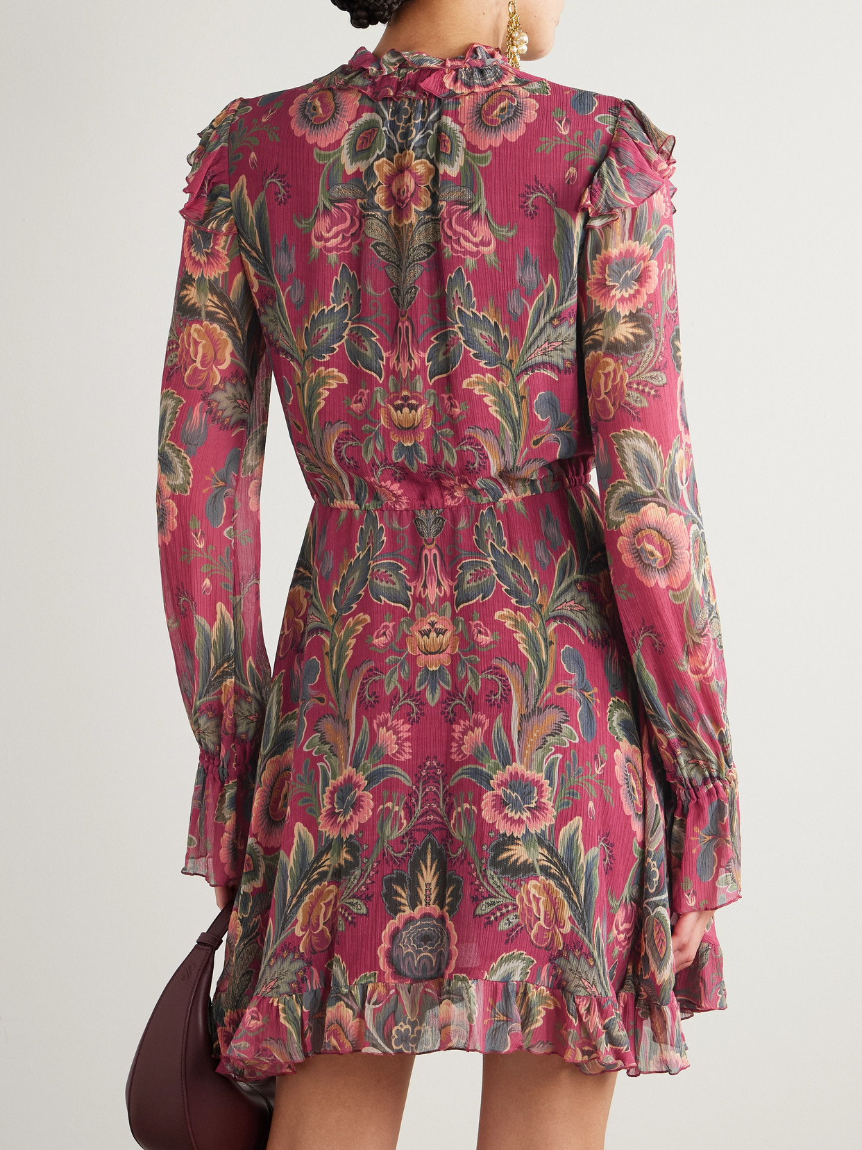 Etro High Neck Floral Print Mini Dress