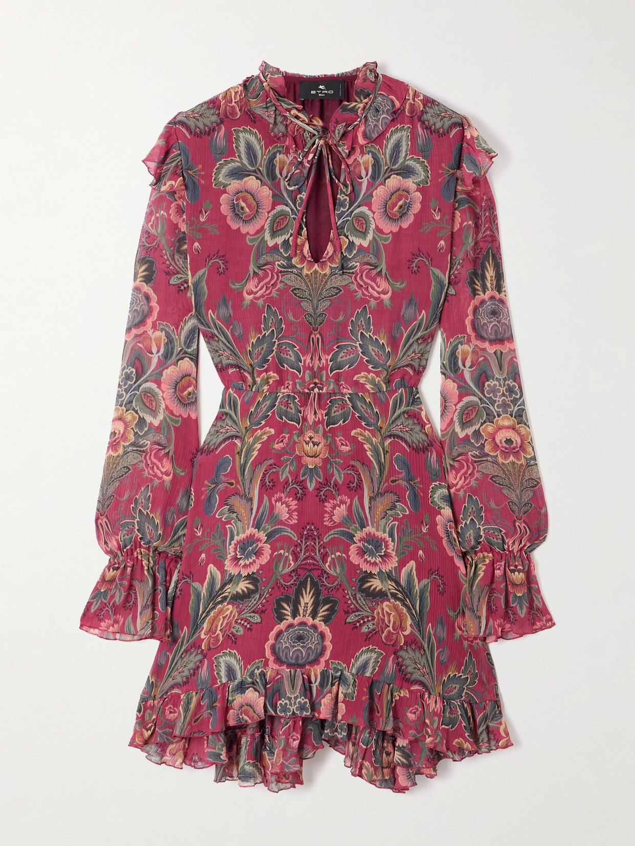 Etro High Neck Floral Print Mini Dress