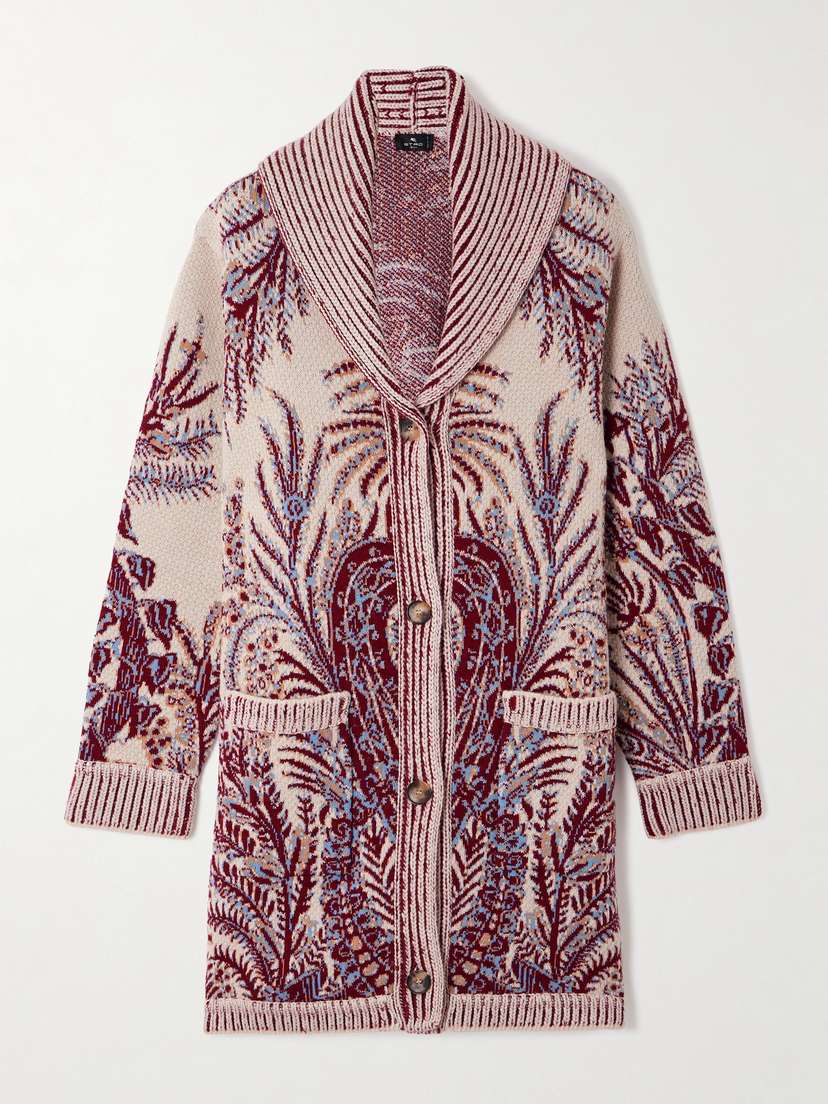 Etro Oversized Wool And Cotton-jacquard Cardigan
