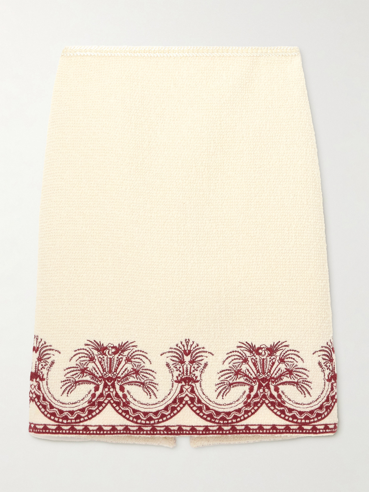 Etro Embroidered Wool-tweed Skirt In White