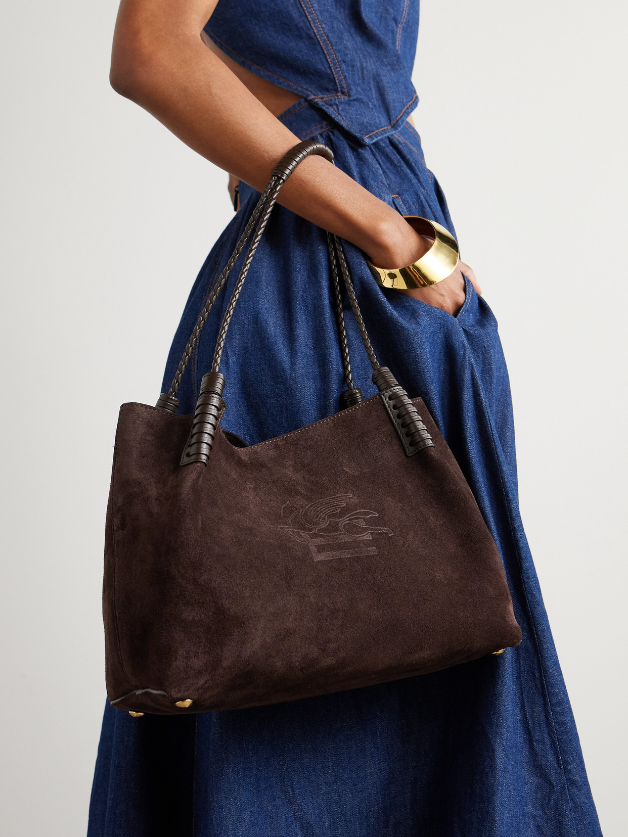 Etro Libra Leather-trimmed Suede Tote